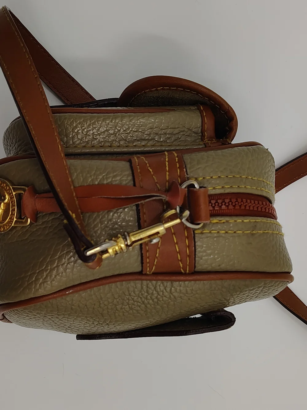 Vintage Dooney & Bourke AWL Mini Cavalry Crossbody Taupe British Tan Duck Bag